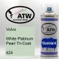 Preview: Volvo, White Platinum Pearl Tricoat, 424: 400ml Sprühdose, von ATW Autoteile West.